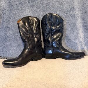 Loblan Black Leather Cowboy Boots EU41 US7 Handmade Venezuela Western Style